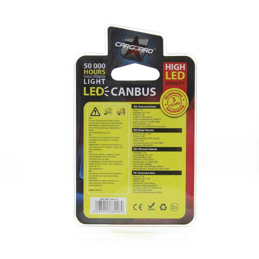 Bec MTR T10 12V 3W Set 2 buc Carguard - CAN114