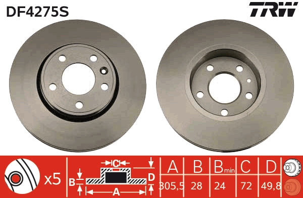 Disc frana DF4275S TRW