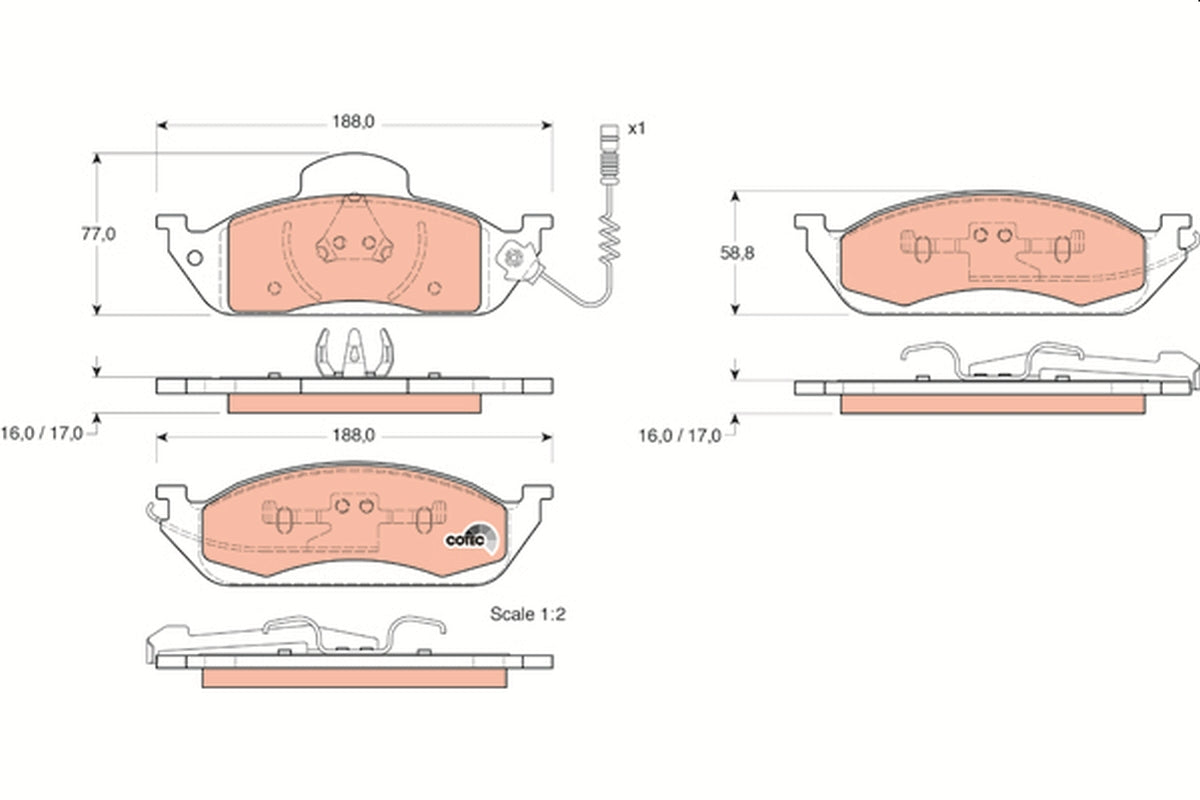 set placute frana,frana disc GDB1378 TRW