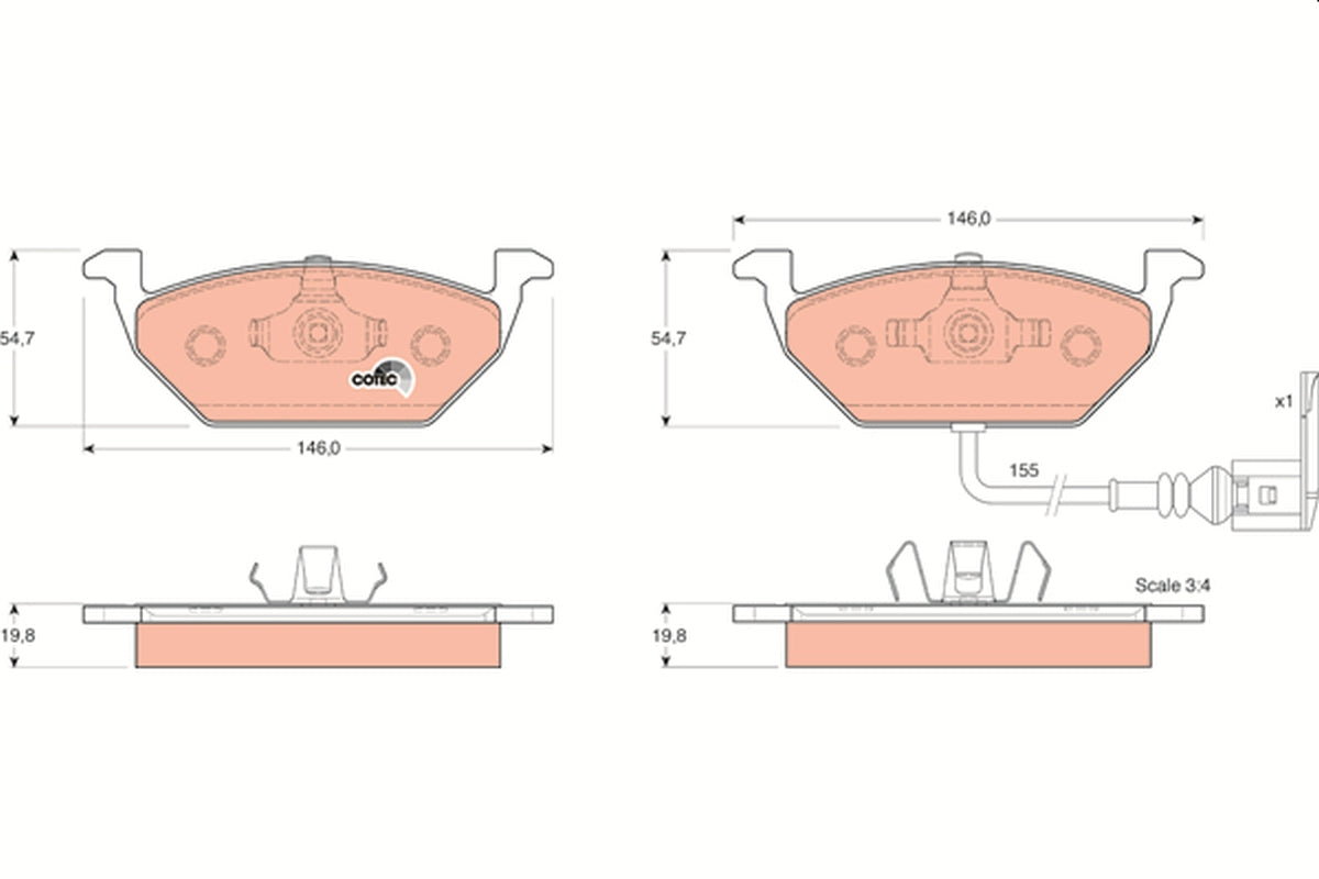 set placute frana,frana disc GDB1386 TRW