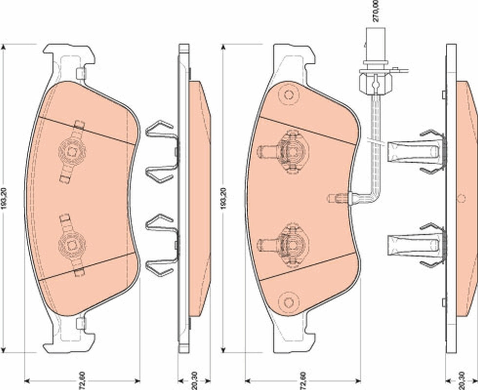 set placute frana,frana disc GDB1811 TRW