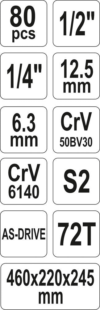 Trusă de scule profesională în cutie metalică 80 piese - YT38951