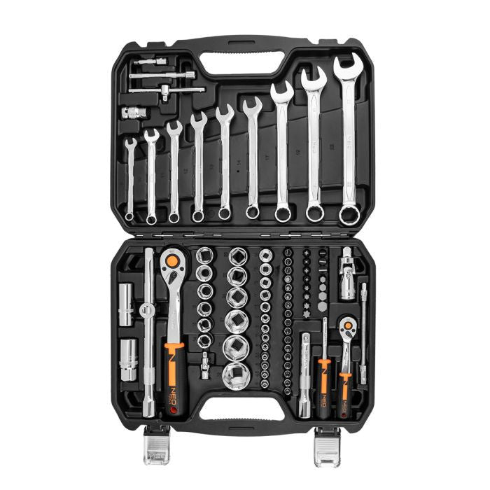 Set de chei cu clichet ½" și ¼" multifuncționale, 82 de piese Neo Tools - 10059