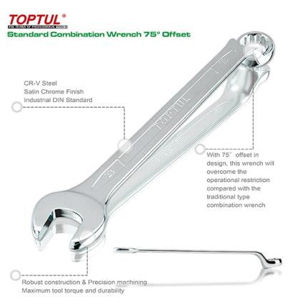 Cheie combinata cotita 75° 13 mm Toptul - AAEN1313