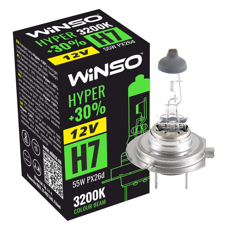 Bec Halogen Winso Hyper +30% H7 - 12V, 55W PX26d ● 3200K - 12-745-908