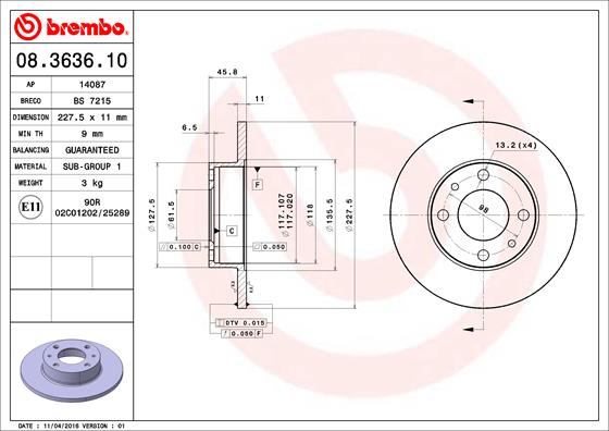 Disc frana 08.3636.10 BREMBO