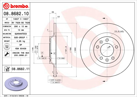 Disc frana 08.8682.11 BREMBO