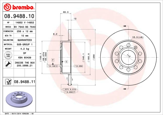 Disc frana 08.9488.11 BREMBO