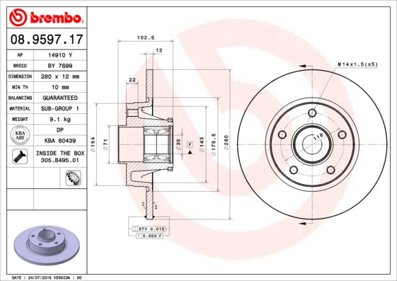 Disc frana 08.9597.17 BREMBO