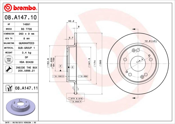 Disc frana 08.A147.11 BREMBO