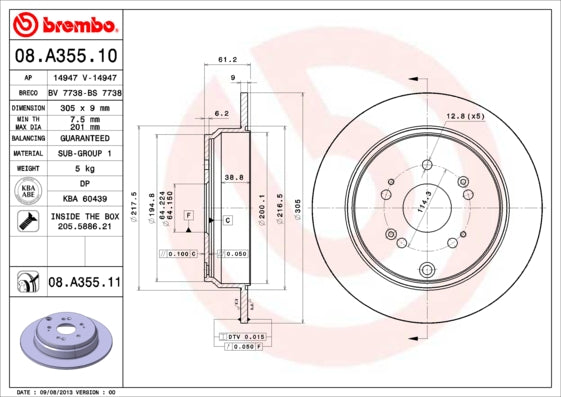 Disc frana 08.A355.11 BREMBO