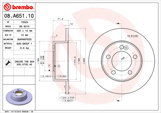 Disc frana 08.A651.10 BREMBO