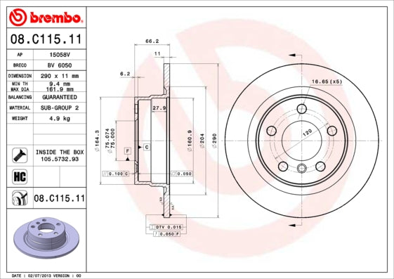 Disc frana 08.C115.11 BREMBO