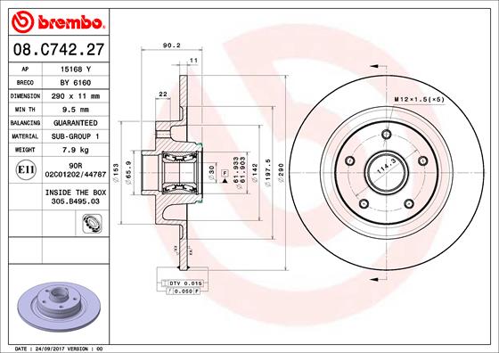 Disc frana BREMBO 08.C742.27