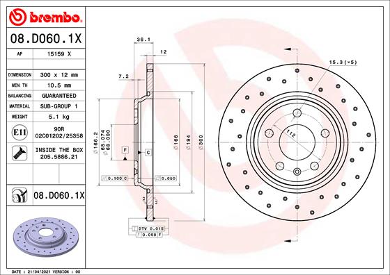 Disc frana 08.D060.1X BREMBO