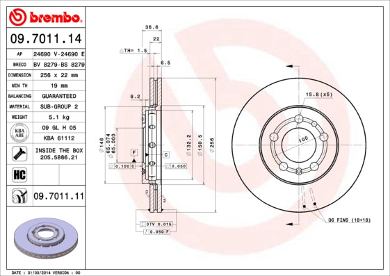 Disc frana 09.7011.11 BREMBO
