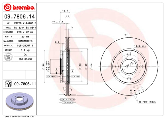 Disc frana 09.7806.11 BREMBO