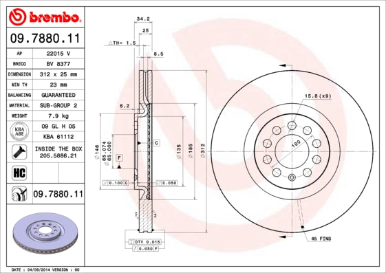 Disc frana 09.7880.11 BREMBO