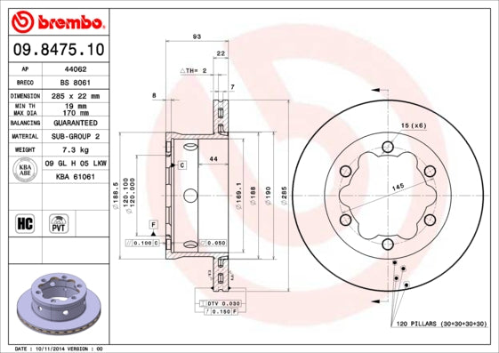 Disc frana 09.8475.10 BREMBO