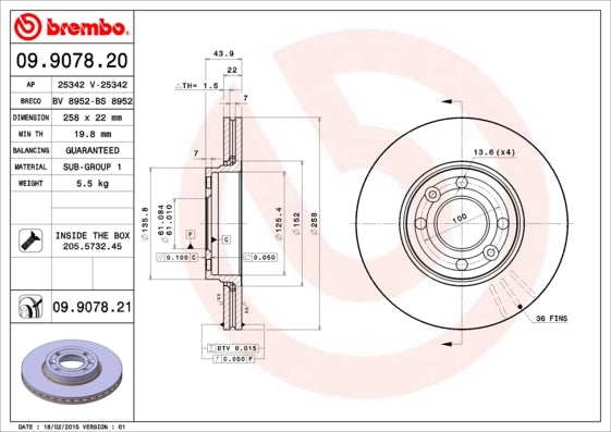 Disc frana 09.9078.20 BREMBO