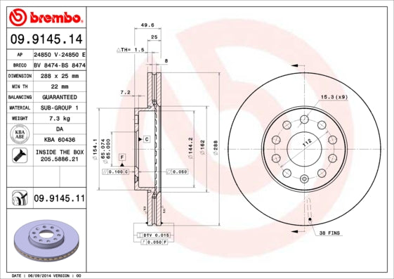 Disc frana 09.9145.11 BREMBO