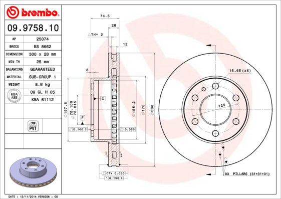 Disc frana 09.9758.10 BREMBO