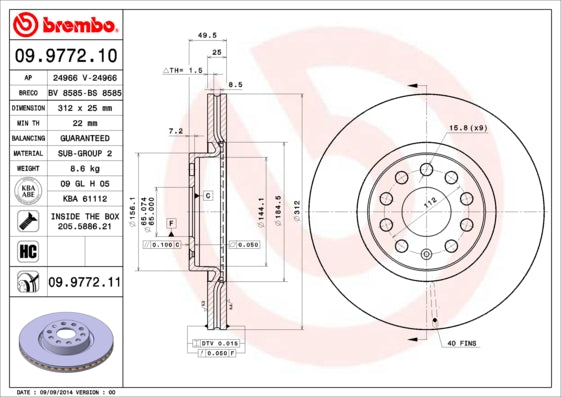 Disc frana 09.9772.11 BREMBO