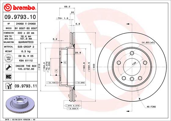 Disc frana 09.9793.11 BREMBO