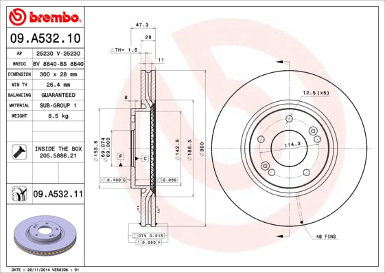 Disc frana 09.A532.11 BREMBO