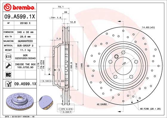 Disc frana 09.A599.1X BREMBO