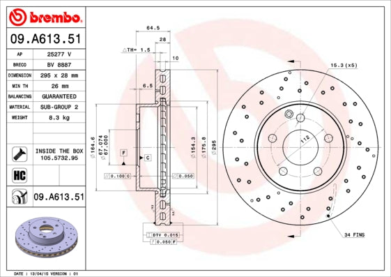 Disc frana BREMBO 09.A613.51