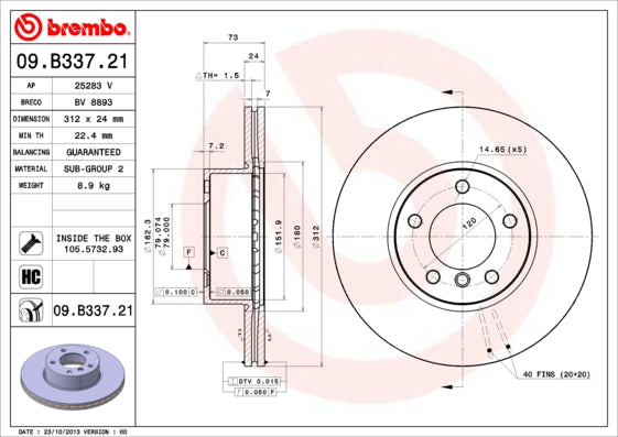 Disc frana BREMBO 09.B337.21