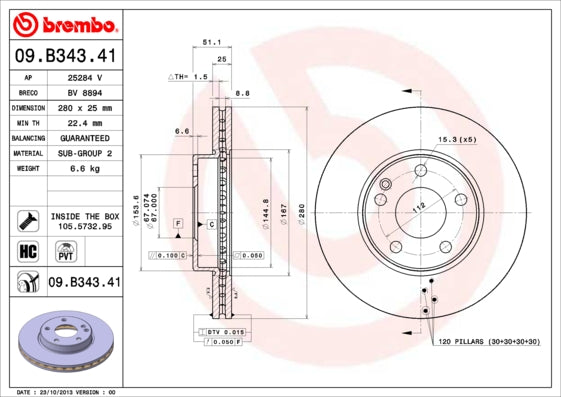 Disc frana 09.B343.41 BREMBO