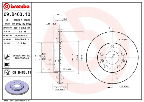 Disc frana BREMBO 09.B463.10