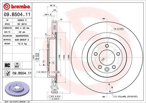 Disc frana 09.B504.11 BREMBO