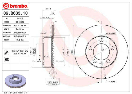 Disc frana 09.B633.10 BREMBO