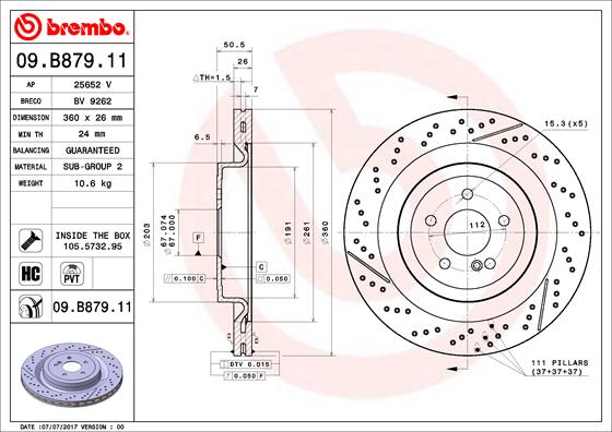Disc frana 09.B879.11 BREMBO
