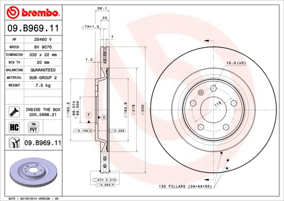 Disc frana 09.B969.11 BREMBO