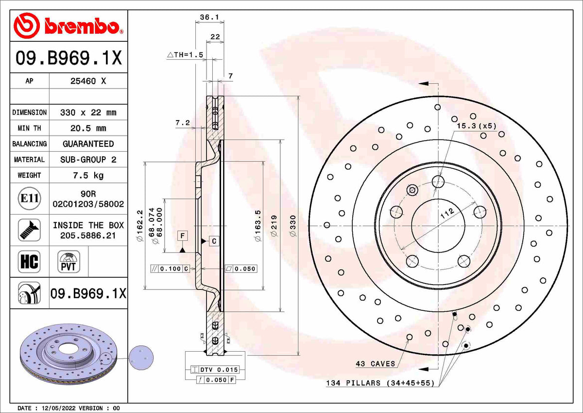 Disc frana 09.B969.1X BREMBO