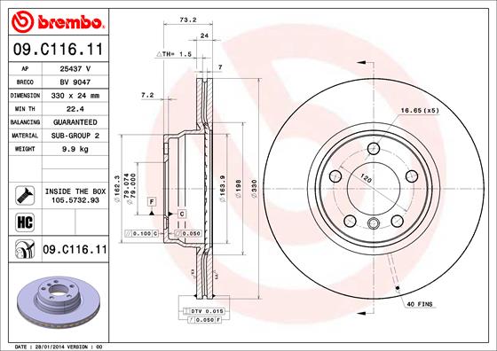 Disc frana BREMBO 09.C116.11