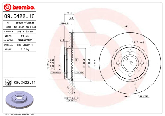 Disc frana 09.C422.11 BREMBO