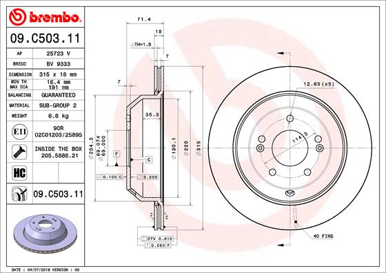 Disc frana BREMBO 09.C503.11
