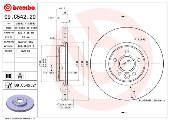 Disc frana 09.C542.21 BREMBO