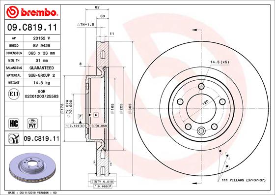 Disc frana 09.C819.11 BREMBO
