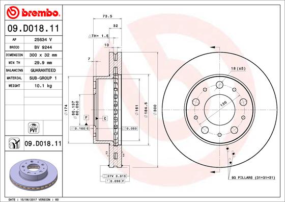 Disc frana 09.D018.11 BREMBO