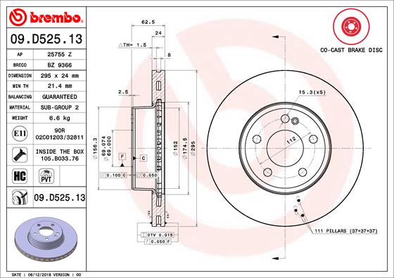 Disc frana 09.D525.13 BREMBO