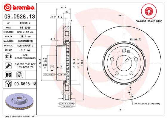 Disc frana 09.D528.13 BREMBO