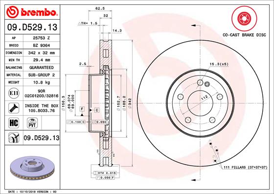 Disc frana 09.D529.13 BREMBO