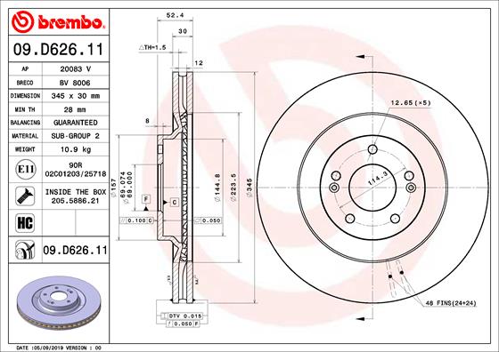 Disc frana 09.D626.11 BREMBO