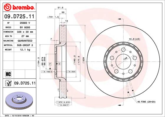 Disc frana 09.D725.11 BREMBO